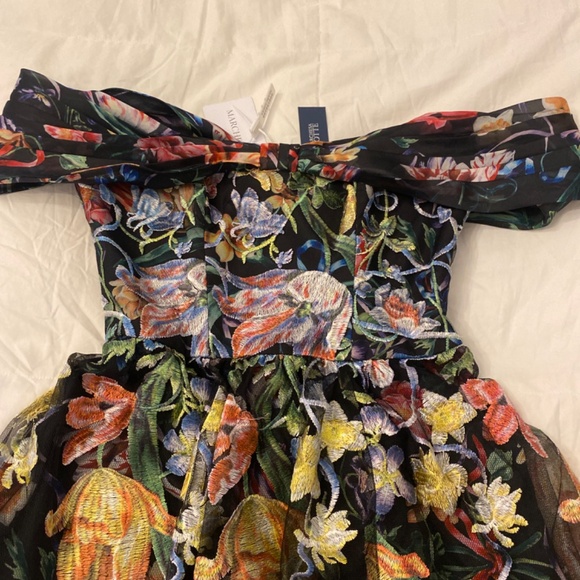 Marchesa notte embroidered midi tulle dress - Picture 3 of 10